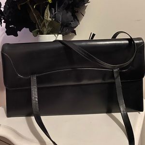 Vintage 80s Black and Red Leather Handbag